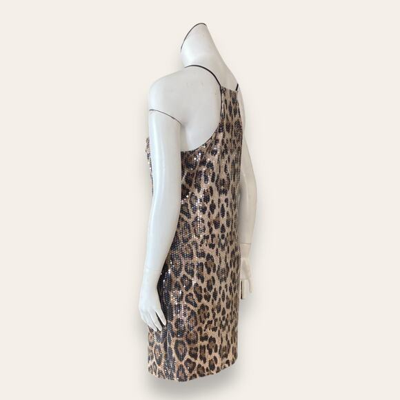 Animal print Spaghetti strap mini dress embellished w/ sequins size medium - Picture 3 of 6